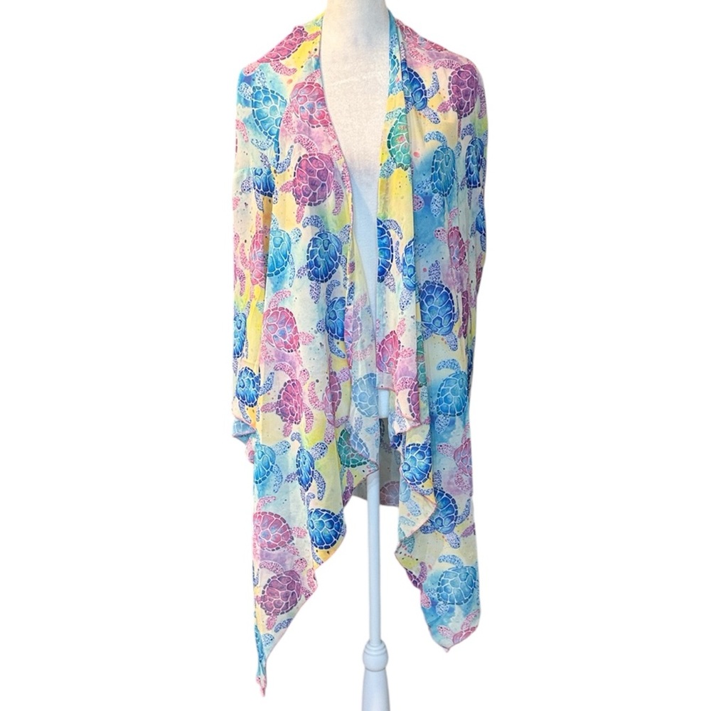 Happy Bay Tropical Turtle Kimono Beach Cover UP‎